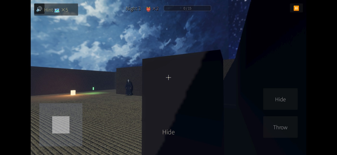 Hiding behind cover with hide and throw buttons