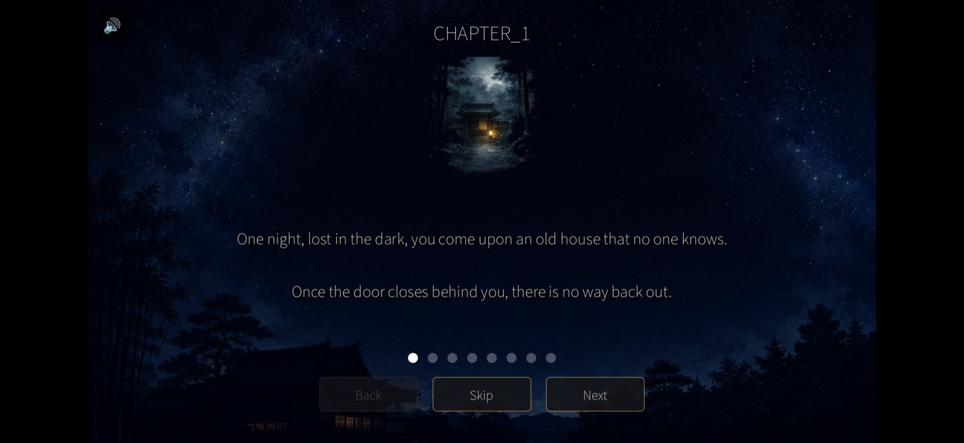 Story intro: lost in the dark, you find the house