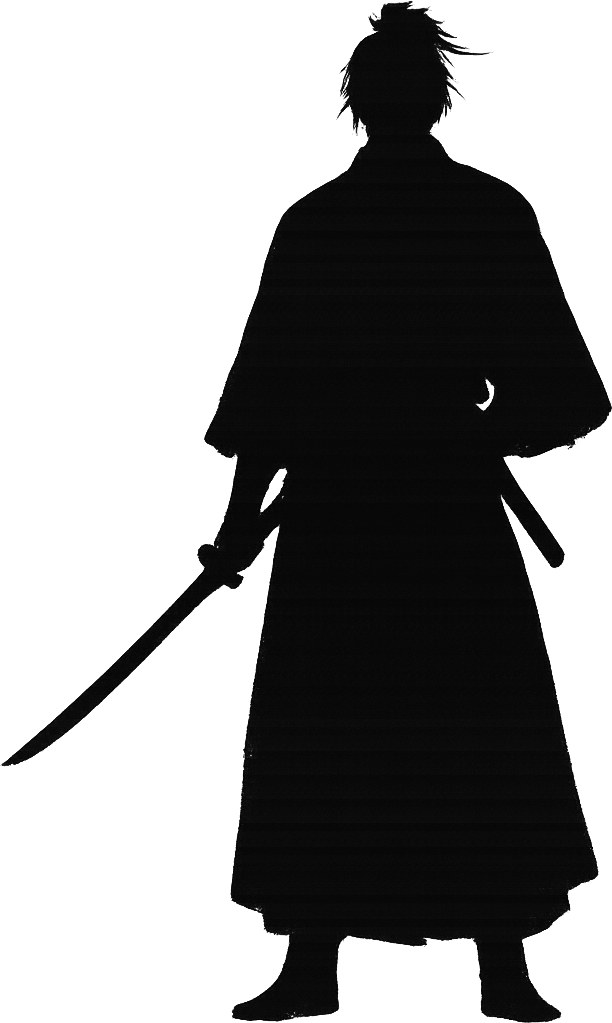 A lone samurai, ink silhouette