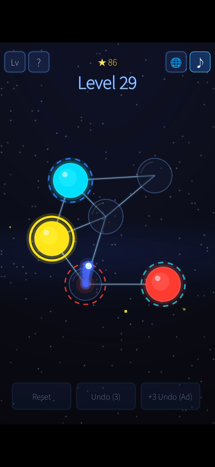 Liquid Glow constellation board with glowing stars and color rings
