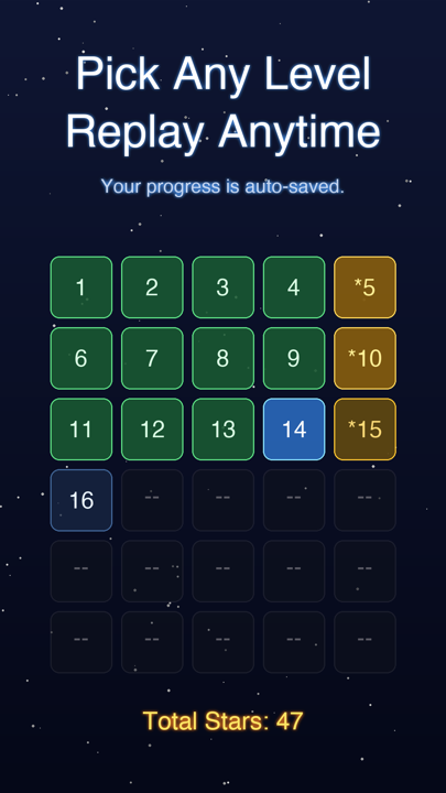 Level select grid with stars
