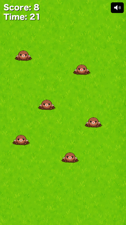 Tapping moles popping out of a grassy field