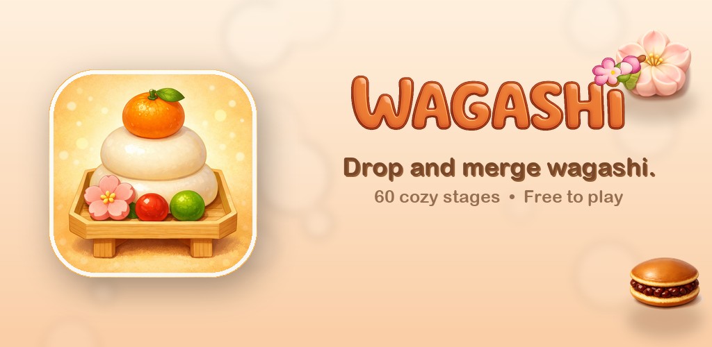 WAGASHI key art: Japanese sweets gathered in the vessel